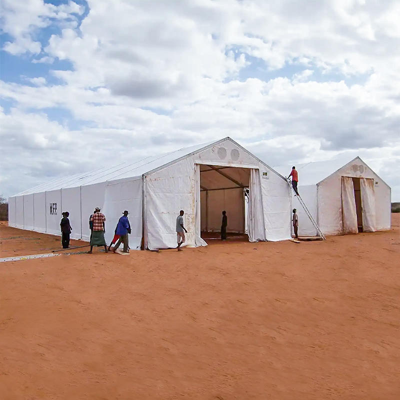 IFRC/ICRC/WFP/IOM Standard brandskyddande UV-beständig 10x24m tält mobila lagringsenheter (MSU)