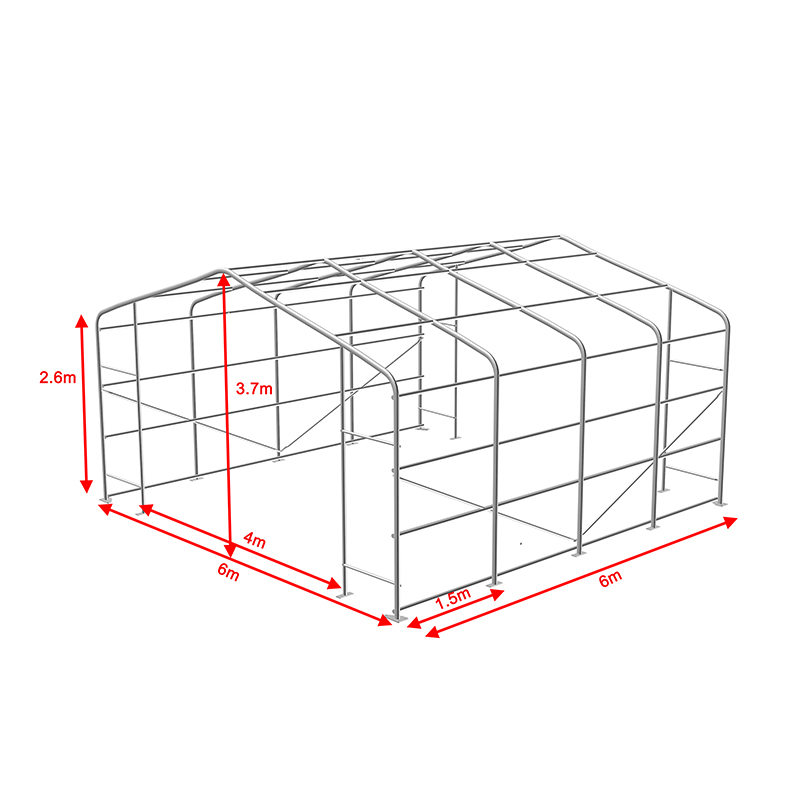 6X6 2,6 m sidohöjd Helgalvaniserad stålram tillfällig lagertälthall