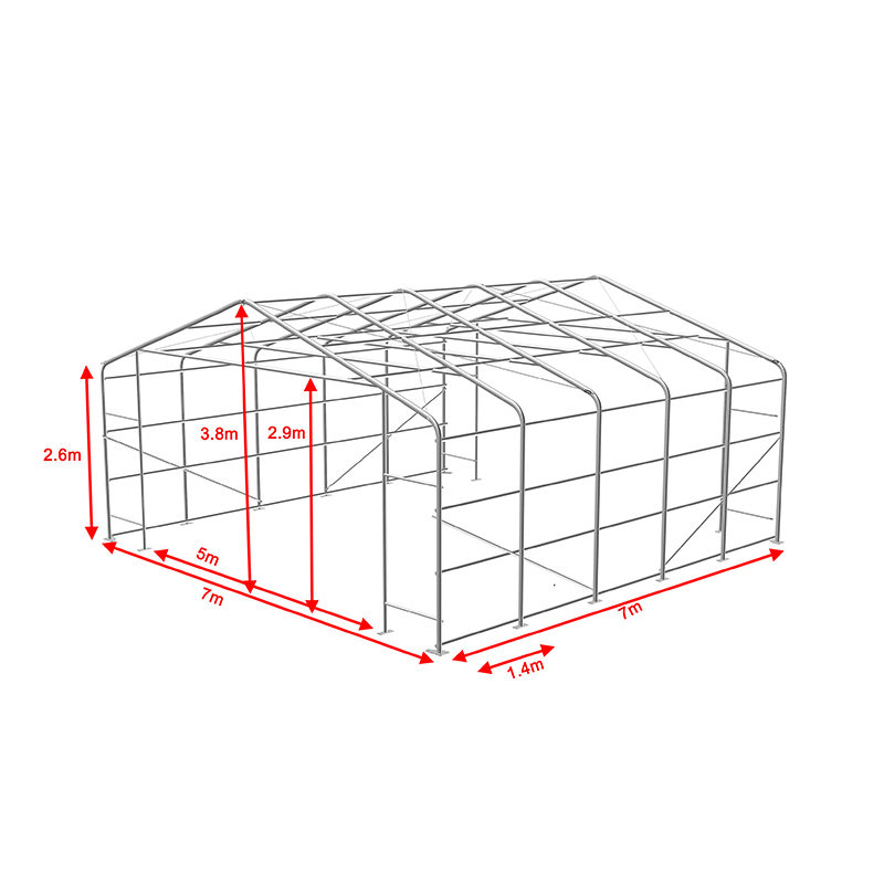 7x7 2,6 m sidohöjd industri- och kommersiellt lager skuggatält portabel tälthall