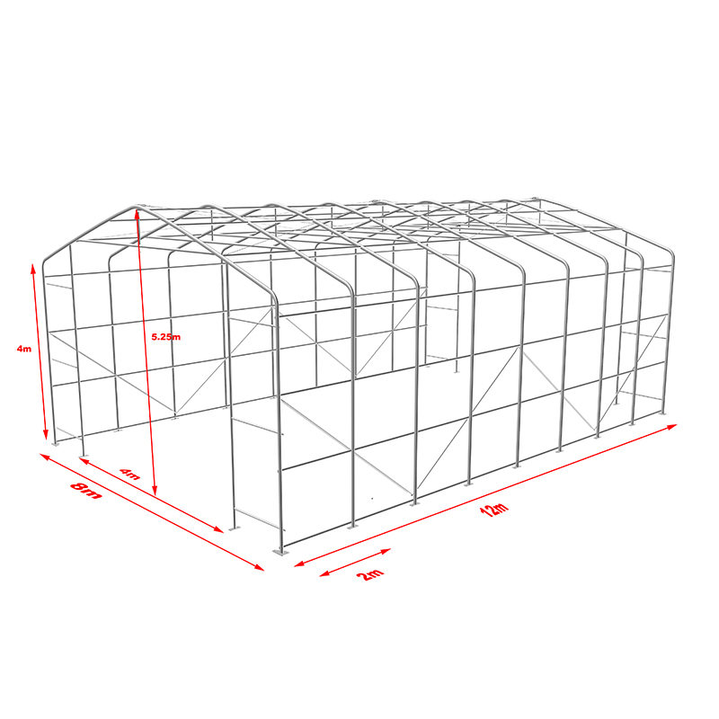 8X12 4m Sidohöjd UV-beständig Lagerskyddstält Solskydd