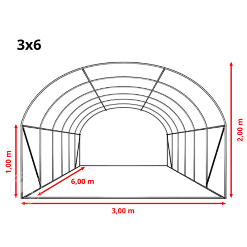 3x6x2m Weatherguard Round Top Växthus & Polytunnel