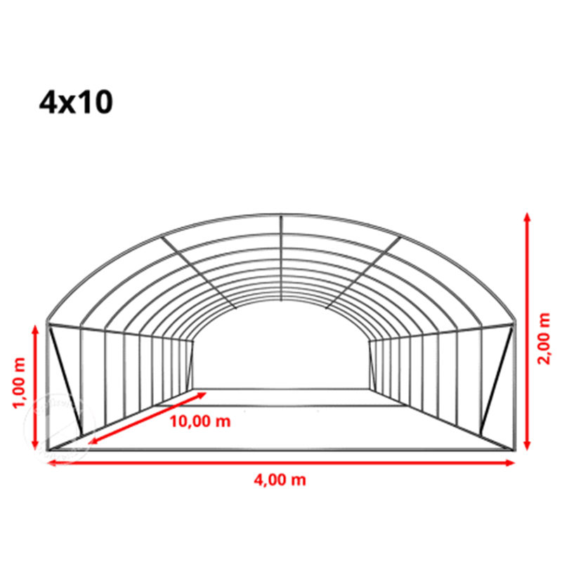 4x8x2m Foil Tunnels Roundtop High Tunnel Växthus