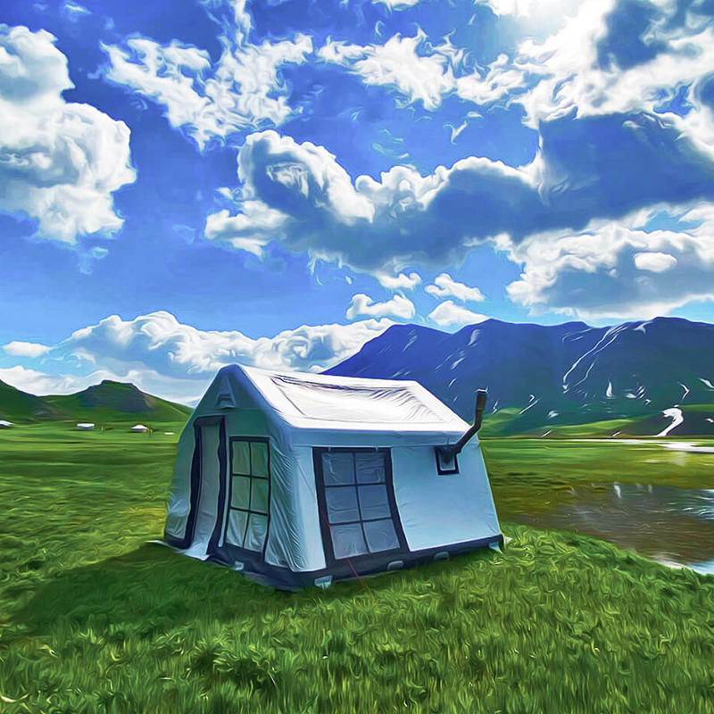 8-10 personer fyra säsong panorama uppblåsbart campingtält