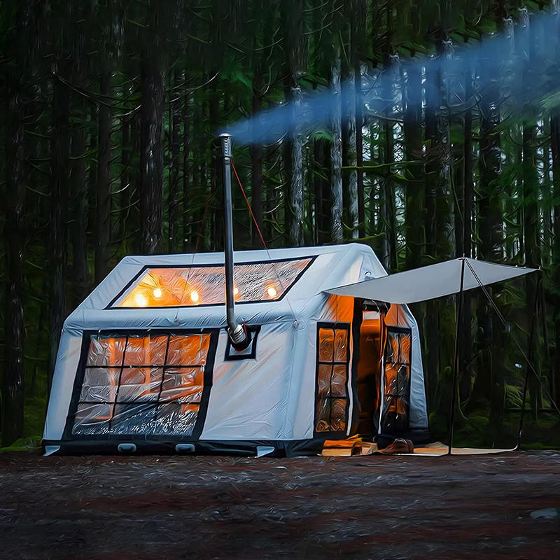 8-10 personer fyra säsong panorama uppblåsbart campingtält