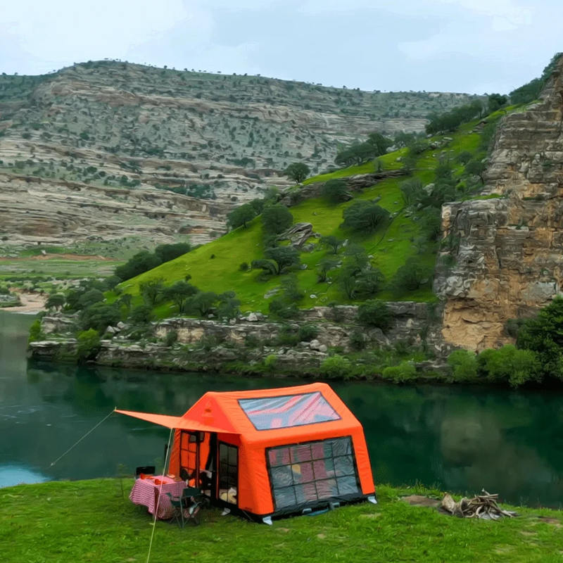 8-10 personer fyra säsong panorama uppblåsbart campingtält